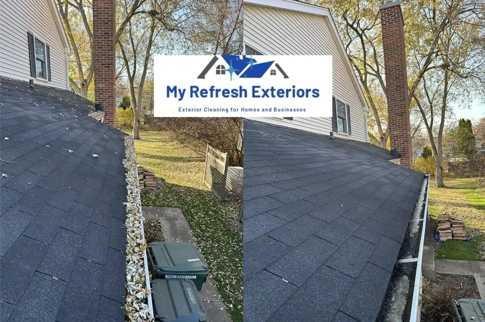 Gutter cleaning before and after Lake County IL