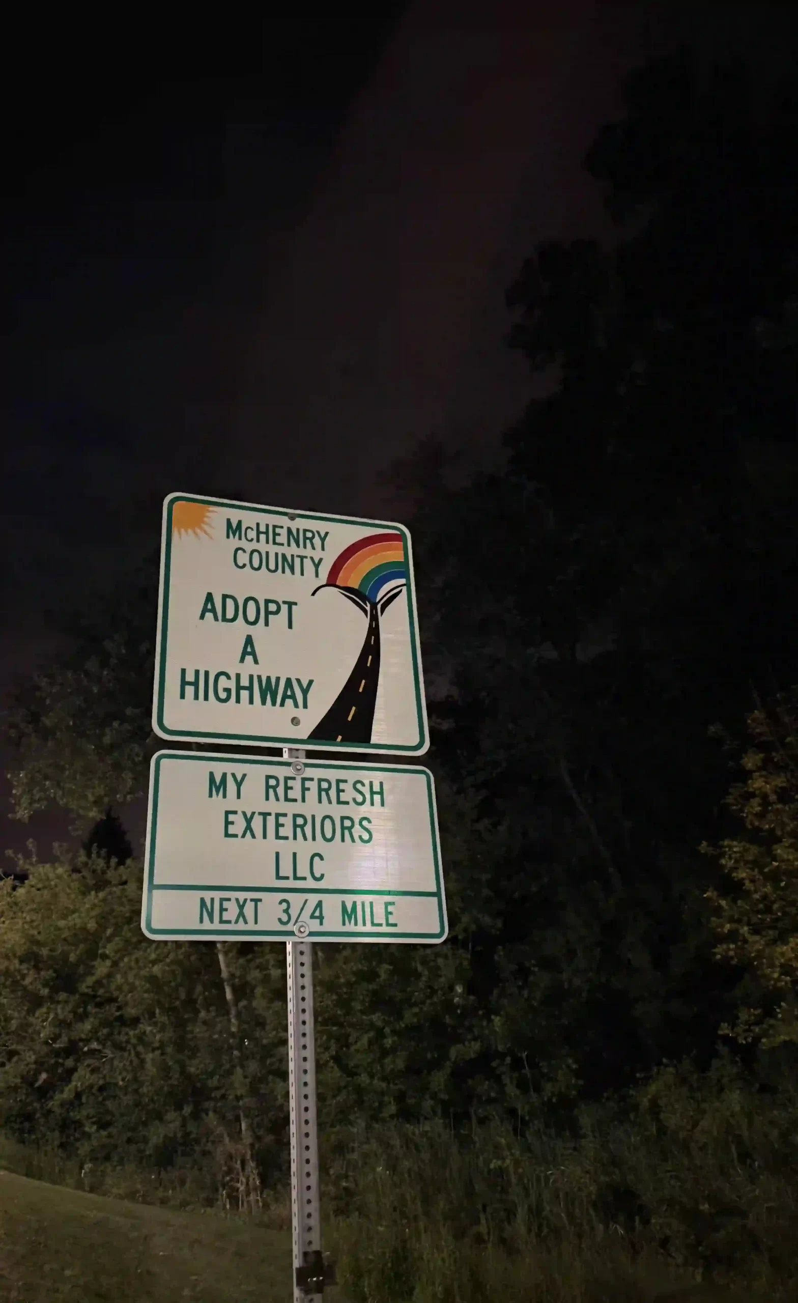 Adopt-A-Highway sign sponsored by My Refresh Exteriors
