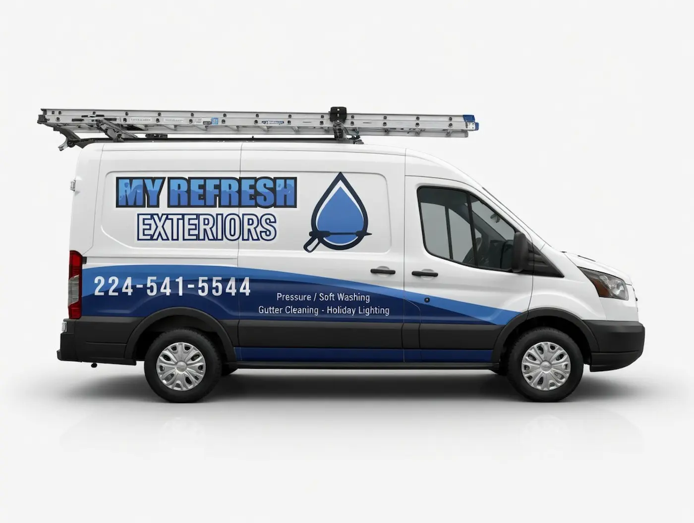 Side view of My Refresh Exteriors service van