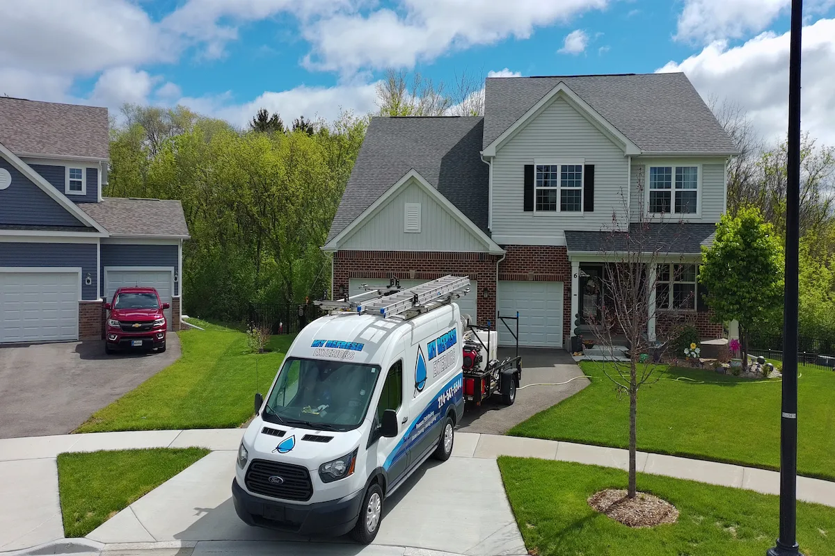 My Refresh Exteriors gutter cleaning truck in Lake County Illinois